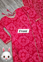 Women'S Red Bandhani Styles Gown