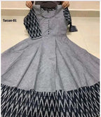 Women Solid Cotton Gown (Grey)