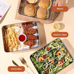 Stainless Steel Storage Plate, Baking Tray, Non Stick Baking Pan Food Storage Box with Cover Pan