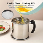 Stainless Steel Oil Pot With Filter & Lid